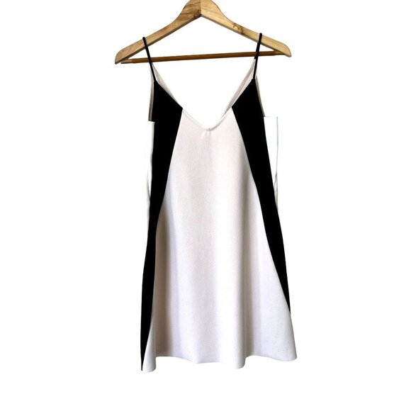 Zara Sleeveless Black & Cream Geometric Color Block Dress S - Picture 1 of 6